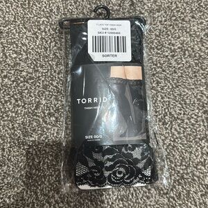 Torrid lace top thigh high tights